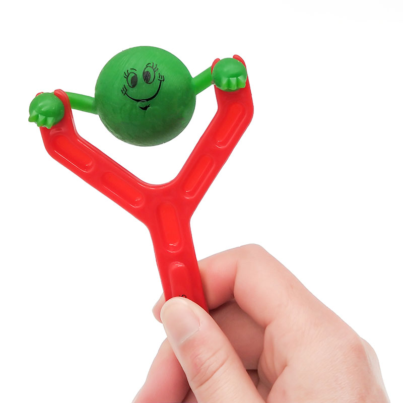 TPR Stretchable Green smiling Face Slingshot