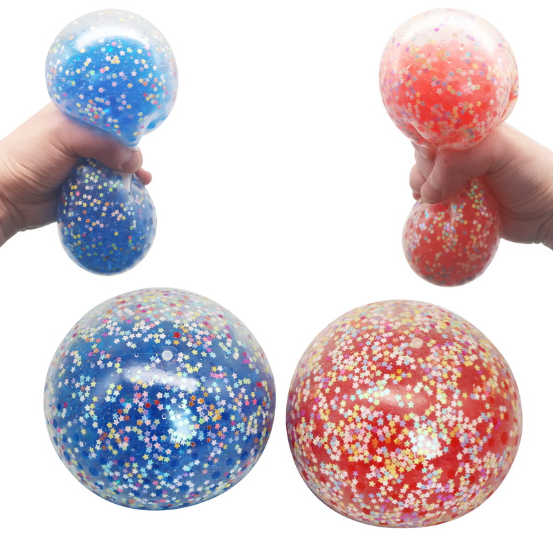 TPR Squishy Water Bead Ball Containing Glitter Star