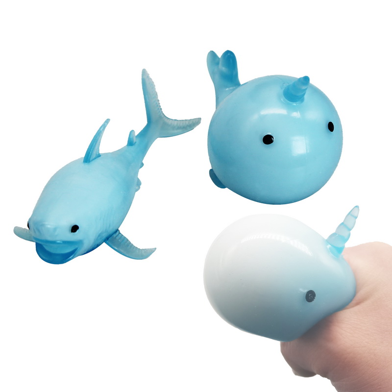 TPR Squeeze Blue Non-Stress Unicorn Shark and Dolphin